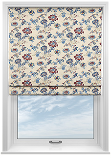 Land & Shore Orchard, Blue Red - Roman Blind